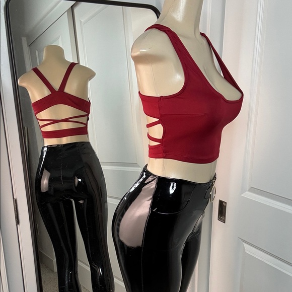 Red Women's Crop Top - Picture 2 of 2